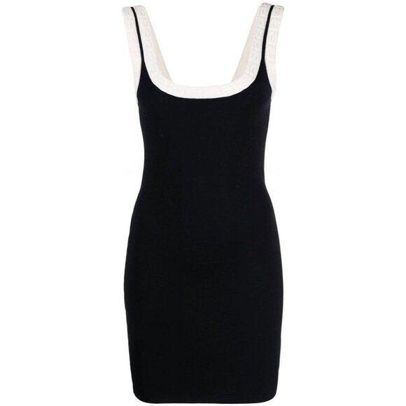 Alexander Wang Logo Jacquard Trim Tank Mini Dress Colorblock Black White XS - Picture 1 of 7